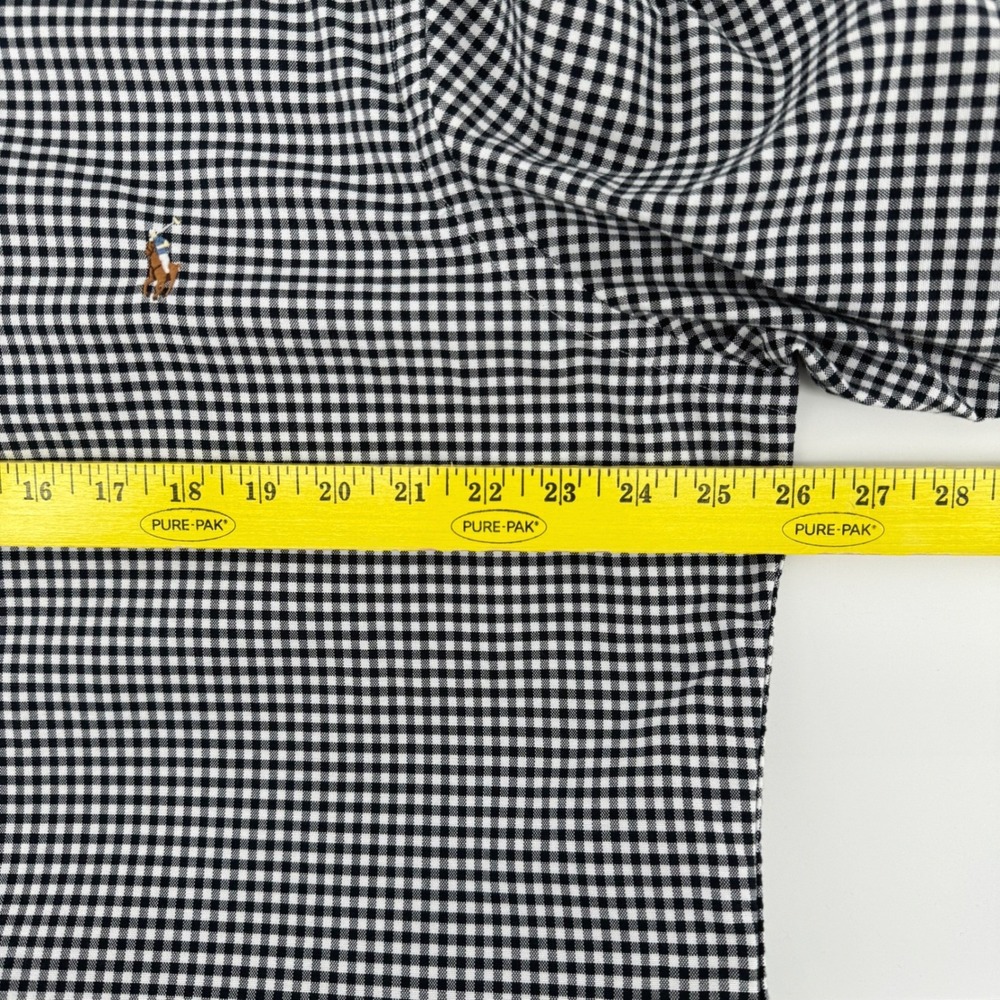Ralph Lauren Button Long Sleeve Shirt XL Black White Gingham Classic Flesh Pony - Picture 5 of 7